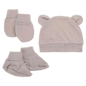 Newborn Baby Soft Cotton Cap Socks and Mitten Set Sunny Hatsfor Hospital Baby Boy and Girl(0-6 Months)