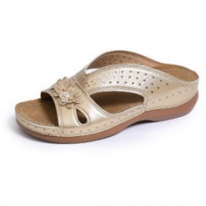Free Shipping Plus-Size WomenS Summer Wedge Sandals With Hollow Breathable Floral Design Comfortable Soft-Soled Slip-On Shoes For Outdoor Wear