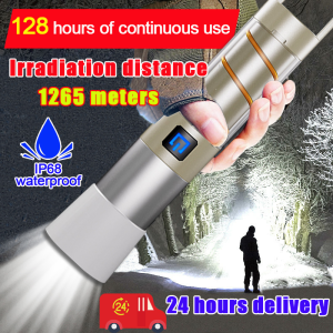 【128 hours of continuous use】lampu suluh led 50000w torch light rechargeable flashlight waterproof 手电筒 强光 led 远射 可充电
