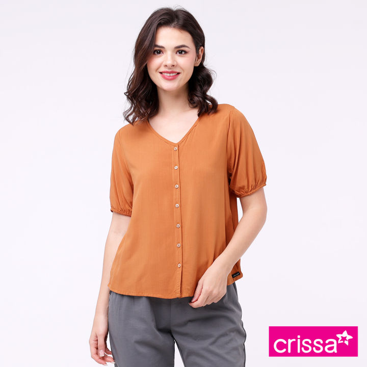 Crissa Plain Rayon Woven Short Sleeves Blouse CSFT18-0148 | Lazada PH