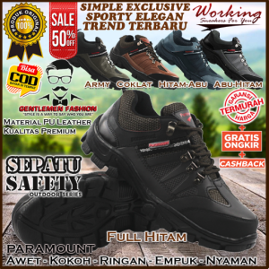 Sepatu Safety Boots Kulit Pria WORKING PARAMOUNT Premium Sepatu Kerja Sepatu Hiking Sepatu Fashion Sepatu Boat Boot Kasual Ringan Empuk Nyaman Sepatu Formal Sepatu Safety Shoes Casual Import Pria Cowok Cowo Laki Laki Dewasa Kekinian Terbaru