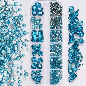 UNIITY 12 Grids 3D Nail Art Rhinestones Clear Glass Colorful Flatback Nail Art Charms Selling Mixed Shapes Nail Art Decoration DIY Nail Art
