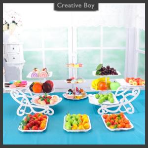 [Creative] 1 2pcs Cake Stand Dishes Cupcake Snacks Plates Three-layer Creative Fruit Basket