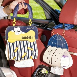 CLARO Hanging Tissue Dispenser PU Leather Waterproof Tissue Holder  Multi-use Face Towel Organizer Car Interier