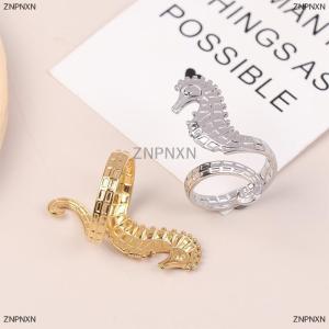 [COD] ZNPNXN Sea Beach Stainless Steel Sea Horse Design Open Ring ​Light Cozy ​Women Charm PVD Plated Waterproof Stylish Jewelry Gift