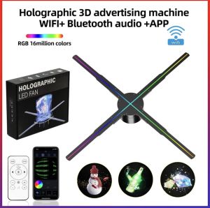 P50 เครื่องโฆษณาโฮโลแกรมสำหรับ3D เครื่องแสดงโลโก้ไฟ LED สัญญาณ WiFi สำหรับร้านค้างานปาร์ตี้ฮาโลวีนเทศกาลคริสต์มาส