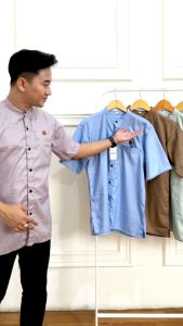 Alfaz - Baju Kemeja Koko Muslim Lengan Pendek Polos Warna Hitam