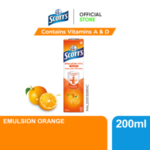 Scotts Emulsion Cod Liver Oil Vitamin A&D and Calcium Children Supplement  [Orange] (1 x 200ml)