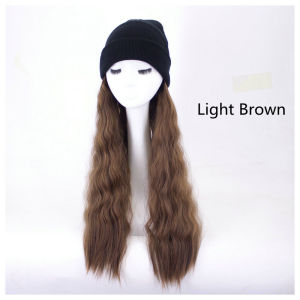65cm Women Wig Hair With Black Wool Cap Water Ripple Corn Perm Long Curly Hair Wig Cap Natural Fashionable Convenient Wig Hair