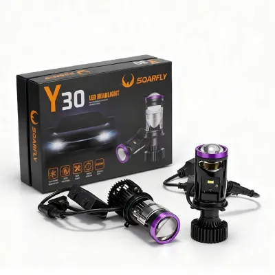 🔥รุ่นใหม่2026🔥SOARFLY 1คู่ หลอดไฟหน้ารถยนต์ LED ไฟหน้ารถ ขั้ว H4 รุ่น Y30 คัทออฟคมๆ ไม่ฟุ้ง ไม่แยงตา 6500K สว่างมาก90000LM 1800W LED ไฟหน้าหลอดไฟ หลอดไฟรถยนต์ LED พวงมาลัยขวา (RHD)