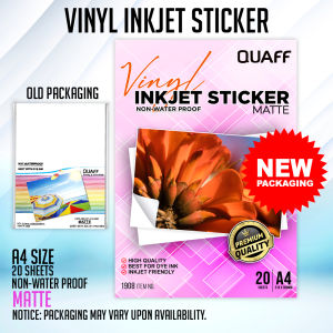 QUAFF Vinyl Inkjet Sticker Transparent / Glossy / Matte (20 Sheets) A4 Size compatible Cuyi Dye Ink