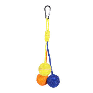 Cat Toys Colorful Yarn Balls with Bell Sounding Interactive Chewing Toy for Kitten Stuffed Toy Ball Cat Supplies Pet Cat Hanging Sisal Ball Bite-resistant Wear-resistant Jute Twine Rope Pet Supplies for Relieve Boredom