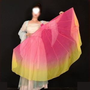 OWNNEW Fishbone Veil Fishbone Fan Gradient Color Light Weight Dance Yangko Fan Opening Dance Stage Performance Costume Accessory Flowy Long Opening Stage Props Dance Supplies