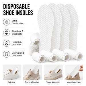 10Pairs Natural Wood Pulp Shoe Insole Sweat-Absorbing Disposable Shoe Pads Non-Slip Cushion