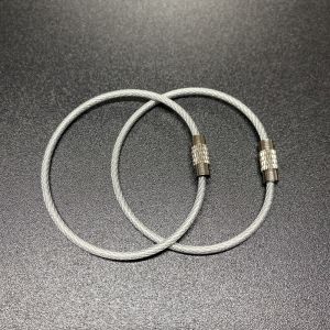 10Pcs Cable Rope Key Ring Stainless Steel Keychain Screw Loop Lock Luggage tags