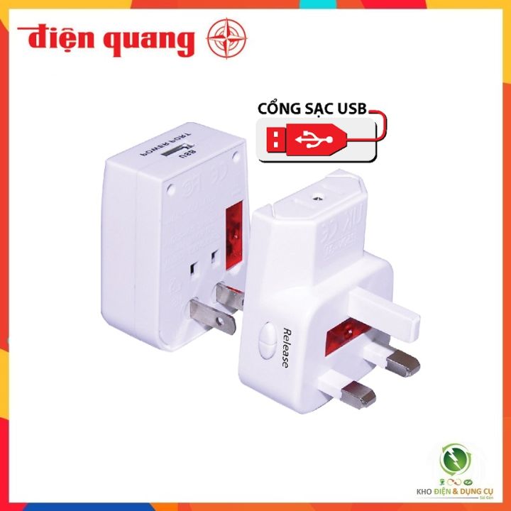 Ổ CẮM ĐA NĂNG DU LỊCH CÓ CỔNG SẠC USB ĐIỆN QUANG TV05W 1U ( CẦU CHÌ AN ...