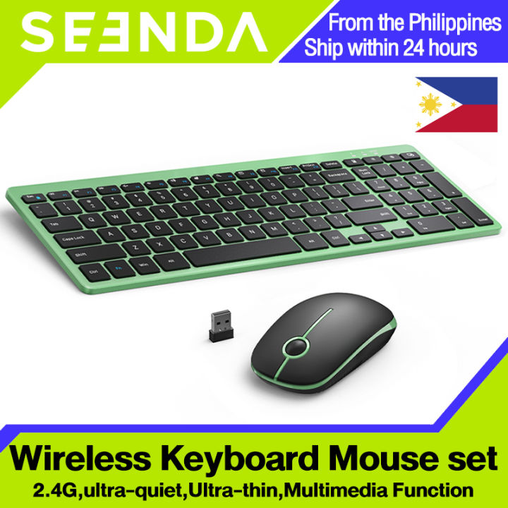 SEENDA 2.4G Slim Wireless Keyboard and Mouse set，Auto Sleep Jelly
