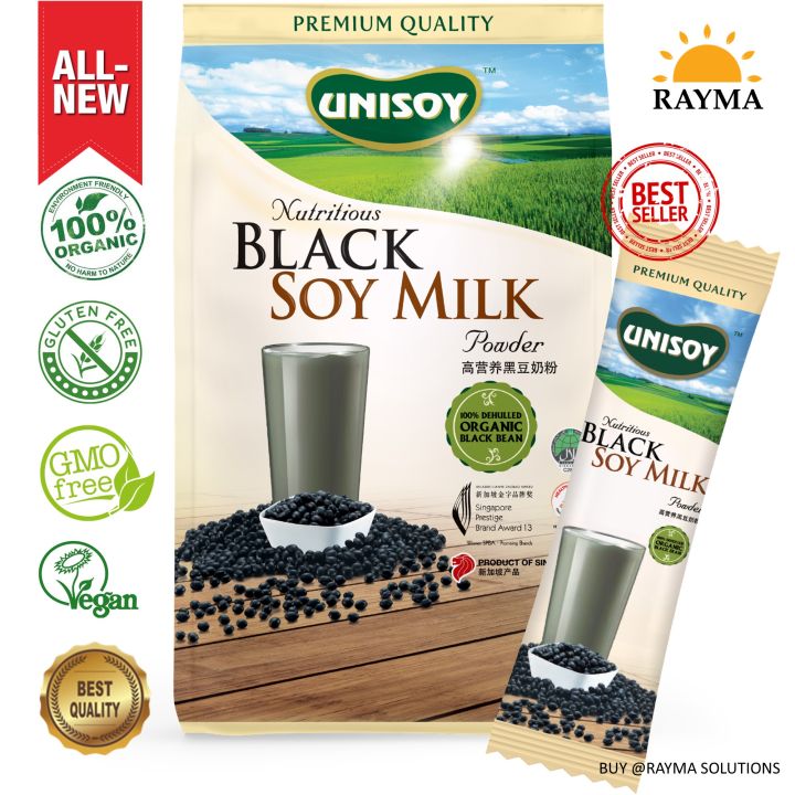 UNISOY Premium Quality Organic Nutritious Black Soy Milk Powder, 384g (30g x 12 sachets) Lazada