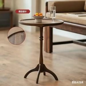 Black Walnut Solid Wood Side Table Sofa Bedroom Balcony Small Coffee Table Movable New Chinese Style Tea Table Small Round Table Corner Table