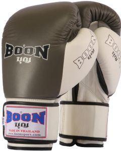 New Version Boon Genuine Cowhide Leather Compact Style Velcro Muay Thai Boxing Gloves