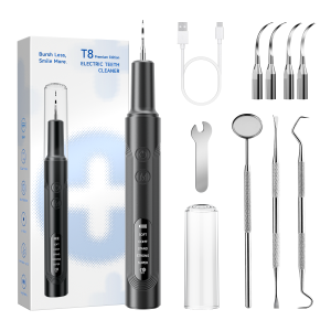 CURVY MOON T8 Sonic Dental Scaler Kit Complete Accessories for Daily Oral Care 38KHZ Remove Tartar & Plaque IPX6 Waterproof Body