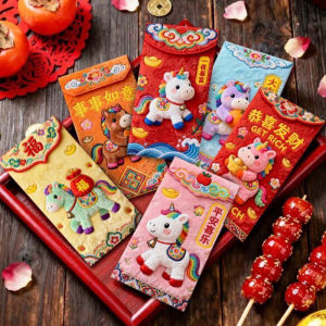 Red Pouch 5d Red Envelope Horse Year Imitation Embroidery Traditional Flavor Wedding Supplies