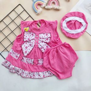 Dress Bayi Perempuan Newborn Lucu Setelan Baju Bayi Cewek Celana + Topi Lucu Umur 0-6 Bulan