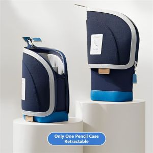 OWTWO Portable Standing Pencil Case 2-in-1 Vertical Student Pen Holder Fashion Retractable Pencil Bag Desk Supplies Holders