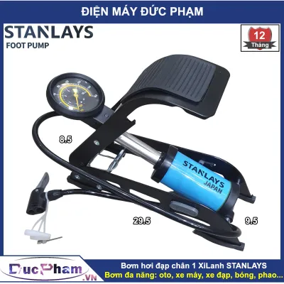 Bơm hơi đạp chân mini 2 ống STANLAYS bơm ô tô xe máy xe đạp bóng phao