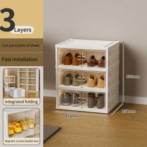 Foldable Installation-Free Shoe Cabinet Durable Shoe Storage Box Movable Multi-layer Shoe Box