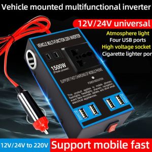 VERMILL High Power Car Inverter Universal DC 12V/24V To AC 220V Car Converter Socket Portable Multifunction Power Adapter