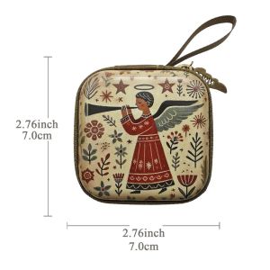 NALANILI 7x7cm Prayer Rosary Storage Bag Zippered Virgin Mary Religious Articles Portable Elegant Prayer Kit Devotees
