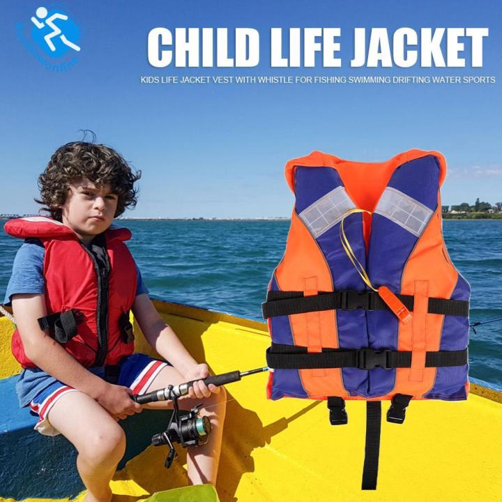 Adult Kids Life Vest Fishing Boating Drifting Life Jacket with Whistle