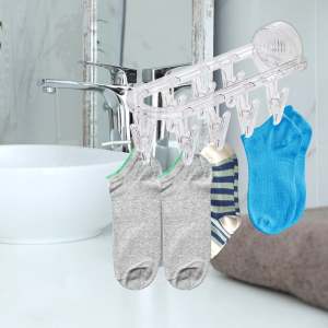 ใหม่ ราวหนีบผ้าพลาสติกแบบ ที่หนีบผ้า หนาพิเศษ ราวหนีบผ้า   ไม้แขวนมีตัวหนีบ 9ตัว ตากถุงเท้าและชุดชั้นใน [พร้อมส่ง] จัดส่งด่วนจากไทย