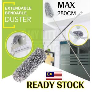 280cm Long Microfiber Duster with Bendable Head Washable Bulu Ayam Penyapu Habuk Cleaning Tool