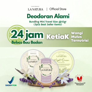 La Natura Natural Deodorant Balm Mini Travel Size Paket Bundling┃Deodoran Alami Merawat Kulit Ketiak & Mencegah Bau Badan