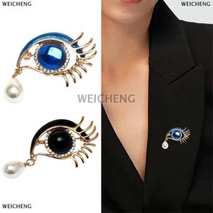 [COD] WEICHENG Brooches For Women Rhinestone Enamel Eyes Office Causal Brooch Pins Gifts Waterdrop Pearl Eyes