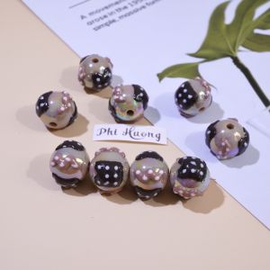 Hạt vẽ tay dầu nặng hoạt hình dễ thương charm xỏ vòng dây đeo baby three làm móc khóa handmade DIY