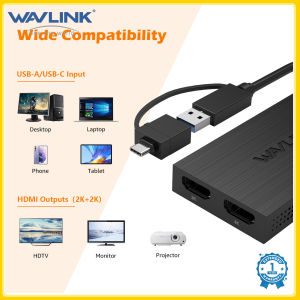 Wavlink USB 3.0 to Dual 4k HDMI Monitor Adapter Universal USB-C to Dual HDMI Hub Adaptor type-c to Dual HDMI adapter for Windows 7/8/8.1/10 M1/M2 MacOs 10.10x Or Above Chrome.Supports Mirror Mode/Expand Mode/Rotate Mode/Flip Mode