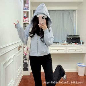 LULU Original Label Scuba Full-zip hooded sweatshirt loose fit short style long-sleeved casual sports jacket with fleece lining