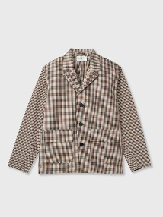 [JBB*] BROWN GUNCLUB CHECKED COTTON UNCONSTRUCTED JACKET  เจบีบี แจ็คเก็ตลำลองผู้ชาย เสื้อคลุม ผ้าคอตตอน