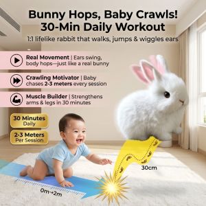 🔥Hot Sale🔥Highly Intelligent Sensing Interactive Rabbit Toy/Bunny Ai Simulation Interactive Electric Doll White Rabbit Plush Doll Pet Interactive Toys/Realistic Electric Bunny Toy/Electric Interactive Rabbit Plush Pet我的小兔子AI仿真互动玩具