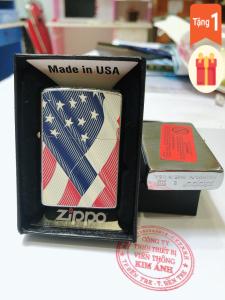 {La mã} Bật Lửa Zippo La mã mẫu Bạc Xước in sơn hoạ tiết Lá Cờ Mỹ Vỏ Đổng CÓ TEM ĐỎ