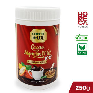 Bột cacao nguyên chất không đường CACAOMI Horeca chuyên pha chế trà sữa socola nóng granola hỗ trợ giảm cân ăn kiêng hũ 257g