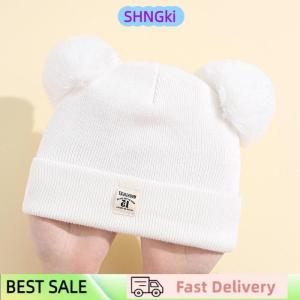 SHNGki Cute Winter Hat Solid Color Wool Knitted Bonnet Bebe Newborn Baby Hat Pompom For Kids Boys Girls Children Warm Cap
