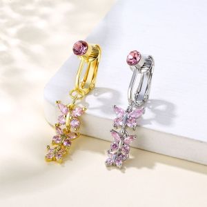THANKSKY Đơn giản Khí chất Thiết kế thích hợp Nhiều màu Bướm Zircon Quà Tặng Con Gái Khuyên bụng nữ Trang sức cơ thể Kẹp sụn rốn Kẹp Xỏ Khuyên bụng giả