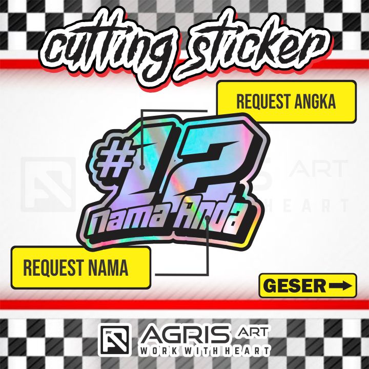cutting sticker stiker CUSTOM REQUEST ANGKA nama suka suka (bukan print