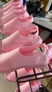 New Plus Size Solid Color Elastic Slip-On Peep-Toe Wedge Heel Mesh Casual Slip-On Sandals