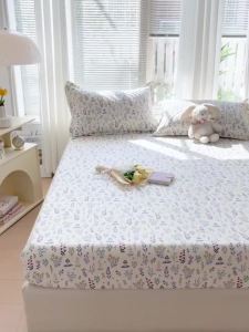 17 colors 100% cotton printed fitted bedsheet single/Queen/King size bedsheet pillowcase sheets