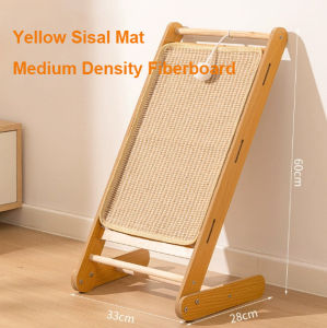 HATELI Cat Scratching Board Wooden Wear-resistant L-shaped Pet Cat Scratching Post Scratch-resistant Sisal Rope Cat Grinding Claw Toys 33x28x60cm